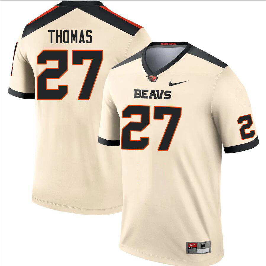 Men #27 Noble Thomas Oregon State Beavers College Football Jerseys Stitched Sale-Cream